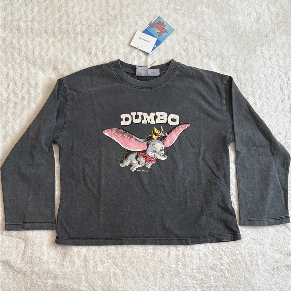 Zara Dumbo Kids Charcoal Long Sleeve Tee